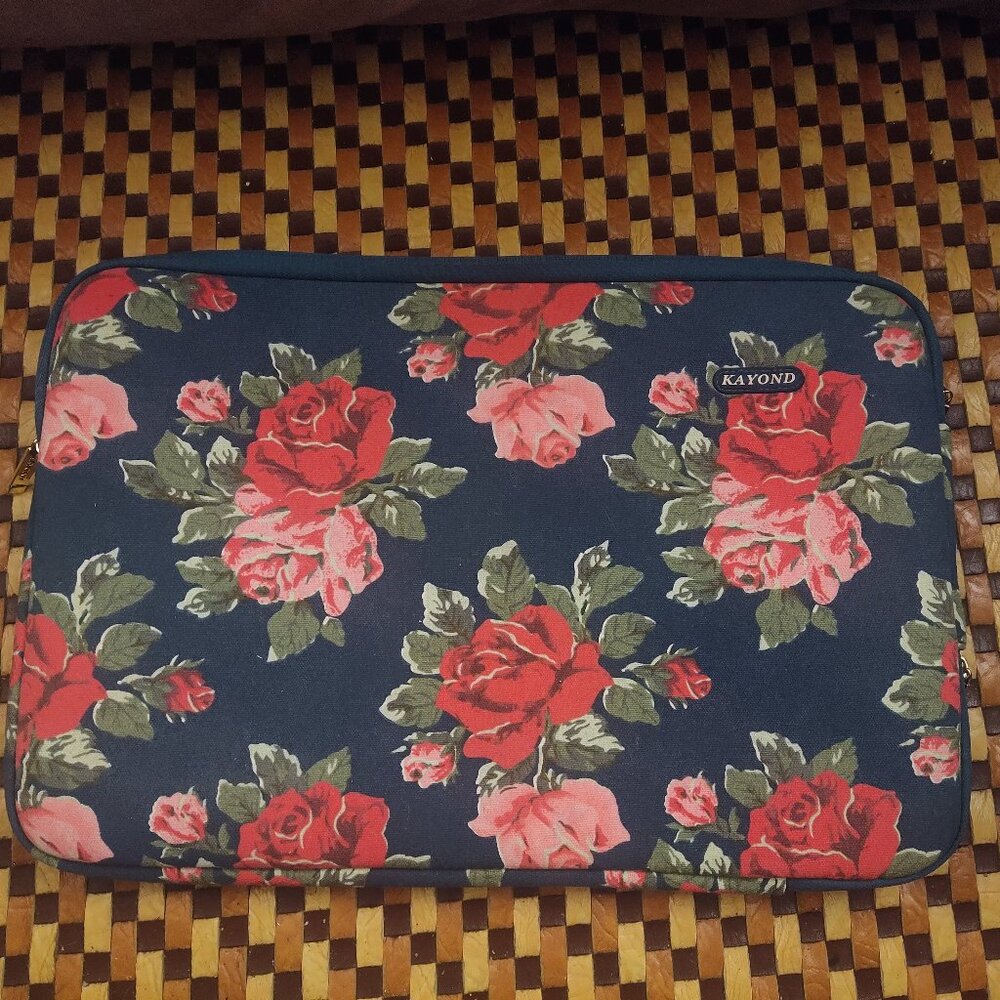 Kayond Floral Padded Laptop iPad Tablet Sleeve Case Blue 14x10x1
